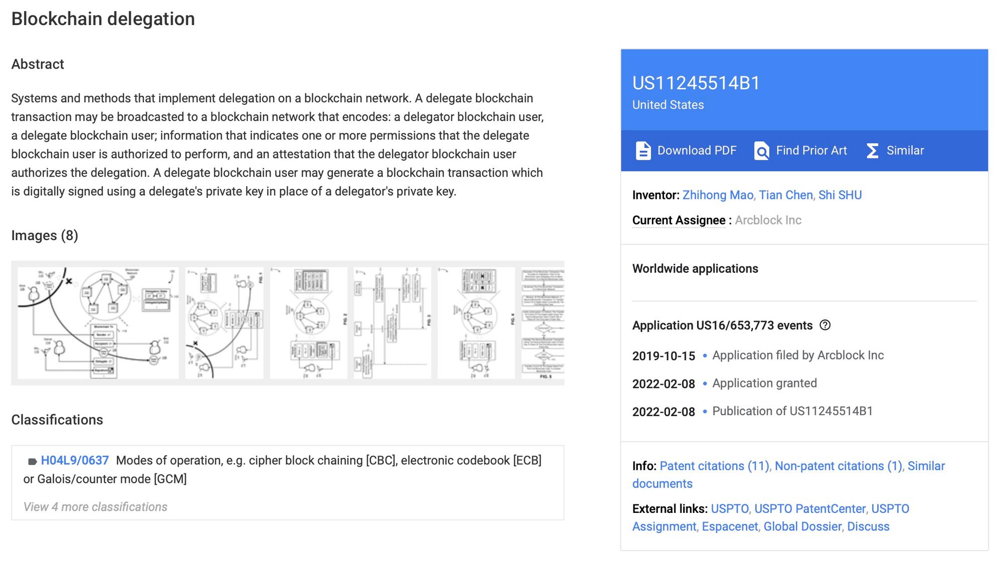 Blockchain delegation patent
